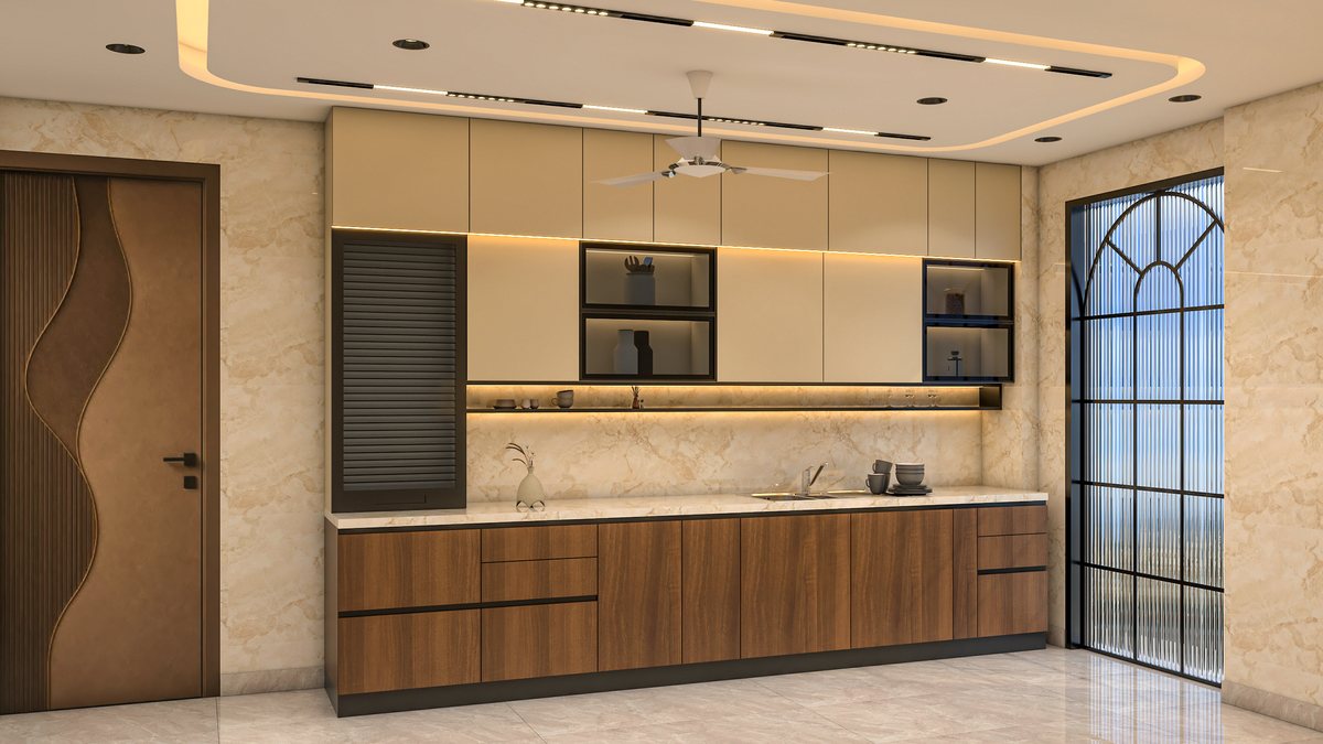 Kitchen view with pantry