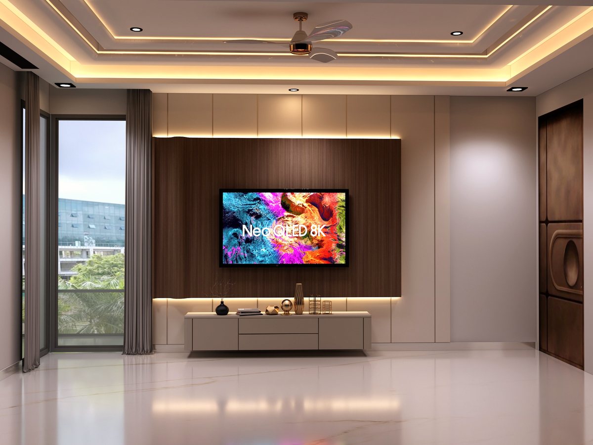 Bedroom one TV feature wall