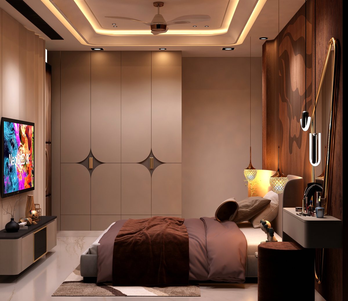 Bedroom two TV feature wall