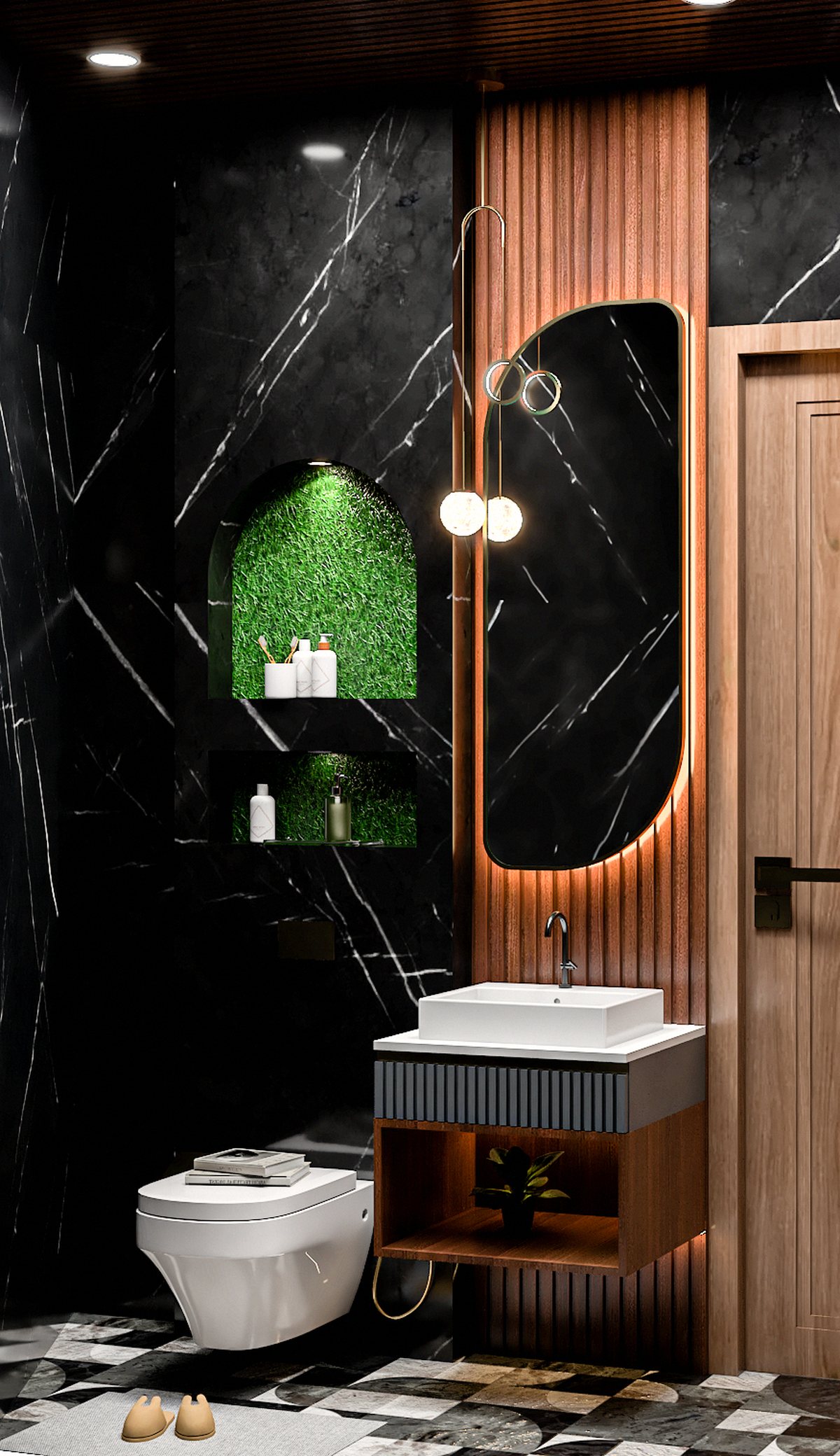 Bathroom four with wood accent