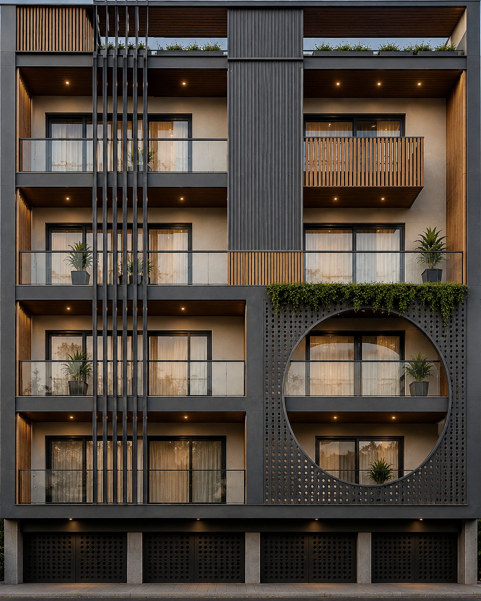 Ansals Essencia C-Block luxury 4 BHK builder floor facade at dusk in Sector 67 Gurugram